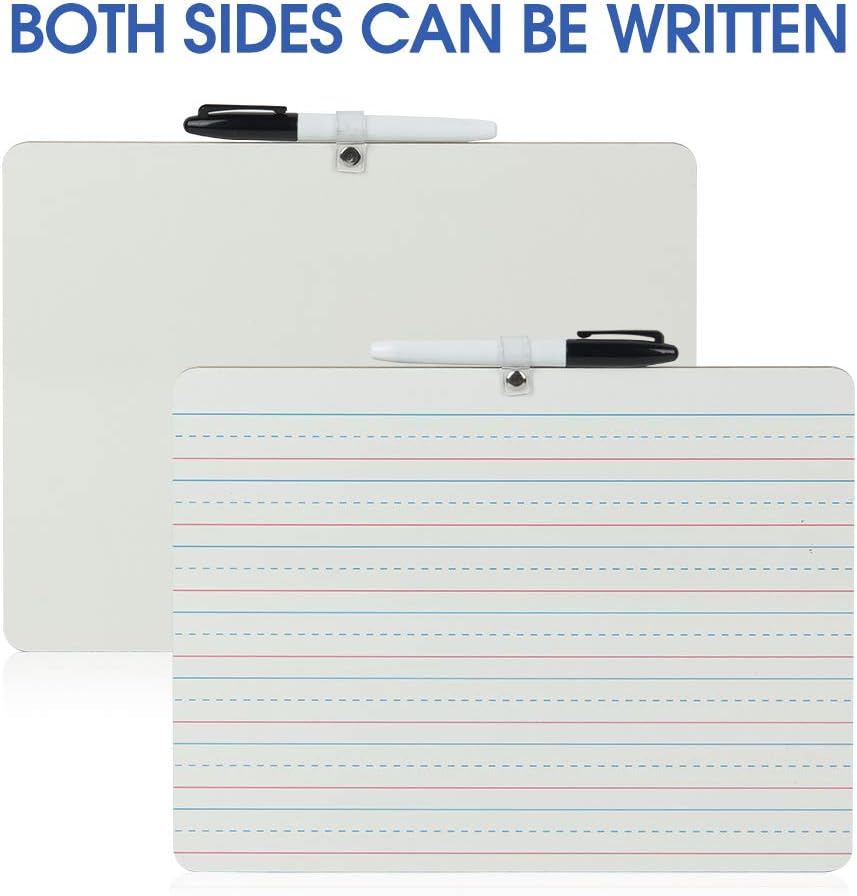 Grope Dry Erase Lapboard Portable Learning Board, Double Sided, Lined/Plain Writeboard Mini Lapboards with Black Marker for Students 9x12 inches Set of 1 : Office Products
