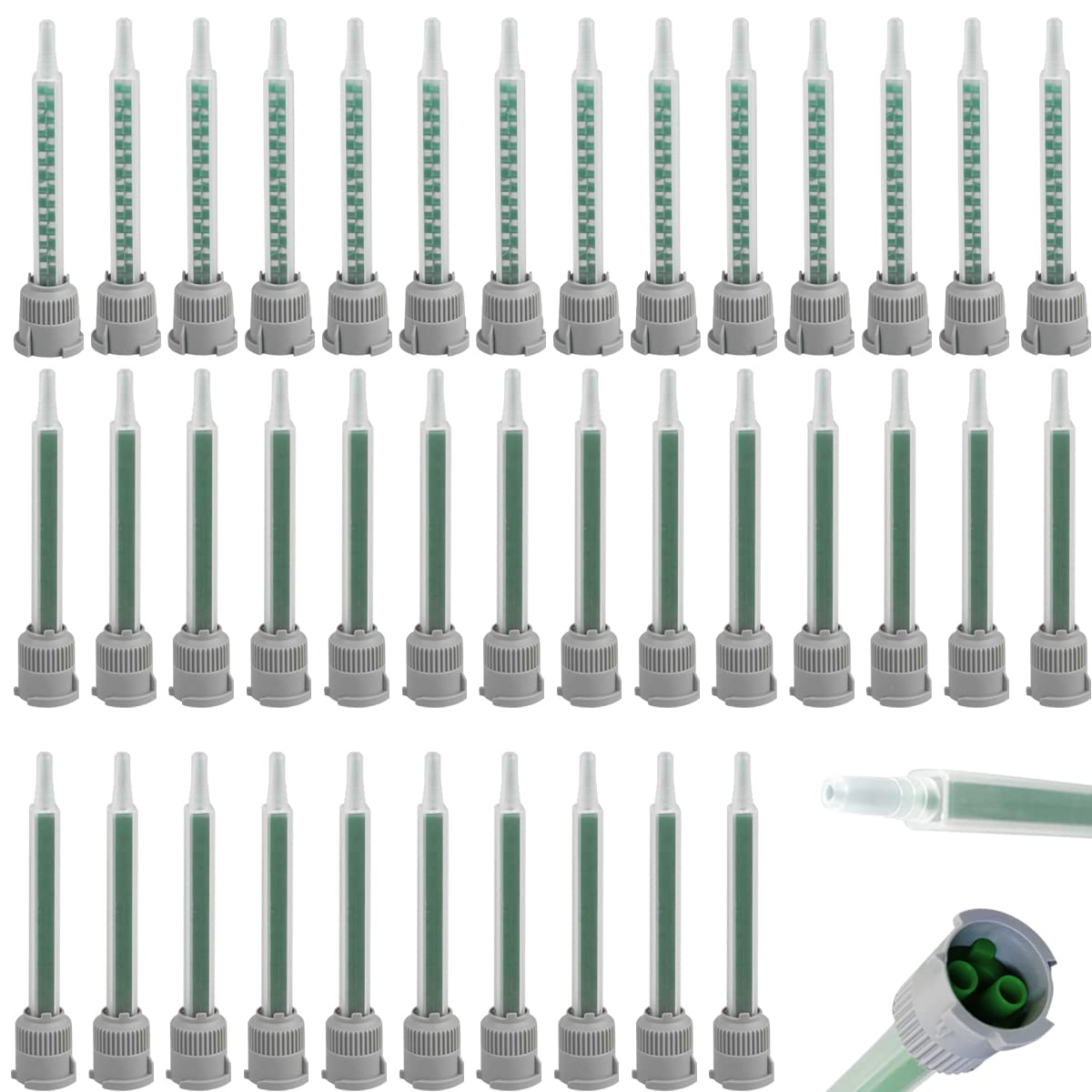 Photo 1 of 40 Pieces Epoxy Mixing Nozzle Tip Resin Mixer Adhesive Gun Applicatior for 50ml/1.7oz(16-Element, 3.62inch, 1:1 & 2:1 ratios)