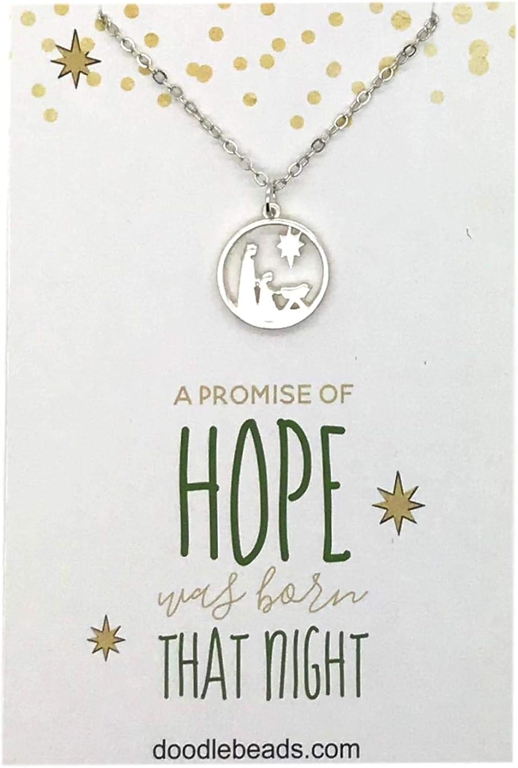 Amazon Com Doodle Beads Nativity Charm Necklace Silver Manger