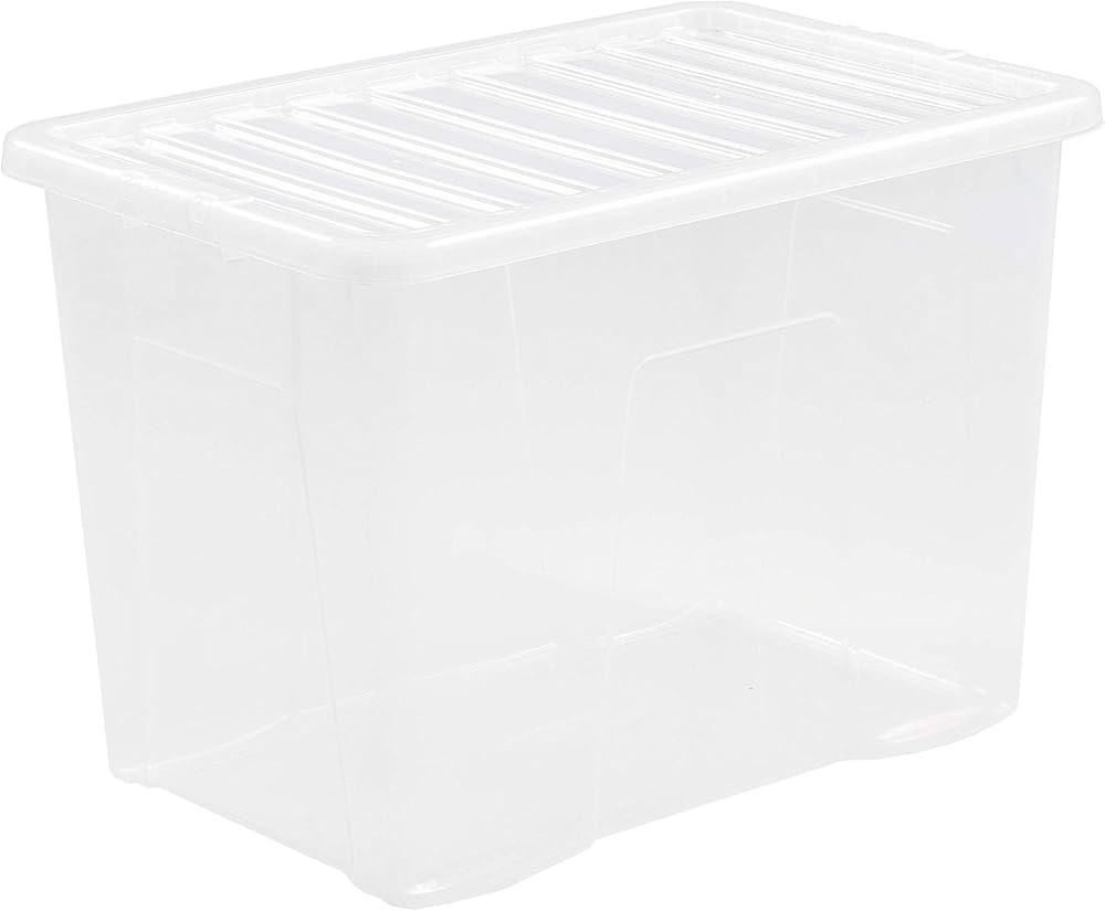 Wham Crystal 3 x 80L Stackable Plastic Storage Boxes with Lids UK Made