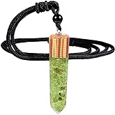 Nupuyai Orgone Healing Crystal Point Pendant Necklace for Women Men, Spiral Hexagonal Faceted Stone Pendant with Adjustable Cord 18-24 Inches