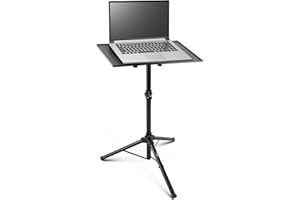 Pyle Universal Projector Stand | Height & Angle Adjustable Tripod 33" to 49" | Platform is 20" by 16" Fits Laptops, Computers, DJ Equipment & Projectors | Perfect for Stages, Studios & Offices | Black
