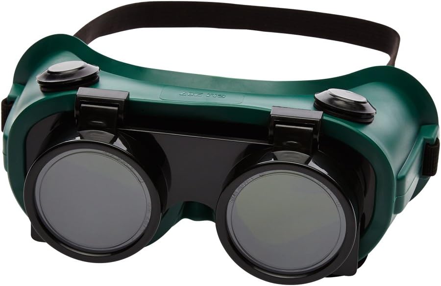 Sellstrom Flexible, Soft PVC Shade 5 IR Lens, Indirect Vent Lift Front Cover Goggle, Clear Plastic Lens, Snug Seal, Green, Lens Size: 50 mm Diameter, S85350