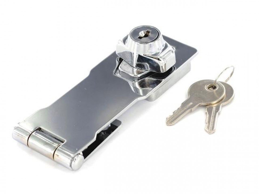 Merriway BH01836 Key Operated Locking Hasp and Staple 75mm (3 inch) -Chrome Plated 75 mm Eyelet