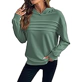 SHEWIN 2025 Womens Hoodies Pleated Sweatshirt Fall Lightweight Pullover Tops
