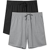 DAVID ARCHY Men’s Ultra Soft & Quick Dry Sleep Shorts Cotton Blend Pajama Shorts with Pockets and Fly, 2 Pack