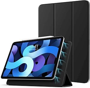 TiMOVO Case for New iPad Air 4th Generation, iPad Air 4 Case (10.9-inch, 2020)/iPad Pro 11" 2018, [Support Apple Pencil Pair &Charging] Strong Magnetic Trifold Stand Case & Auto Sleep/Wake - Black