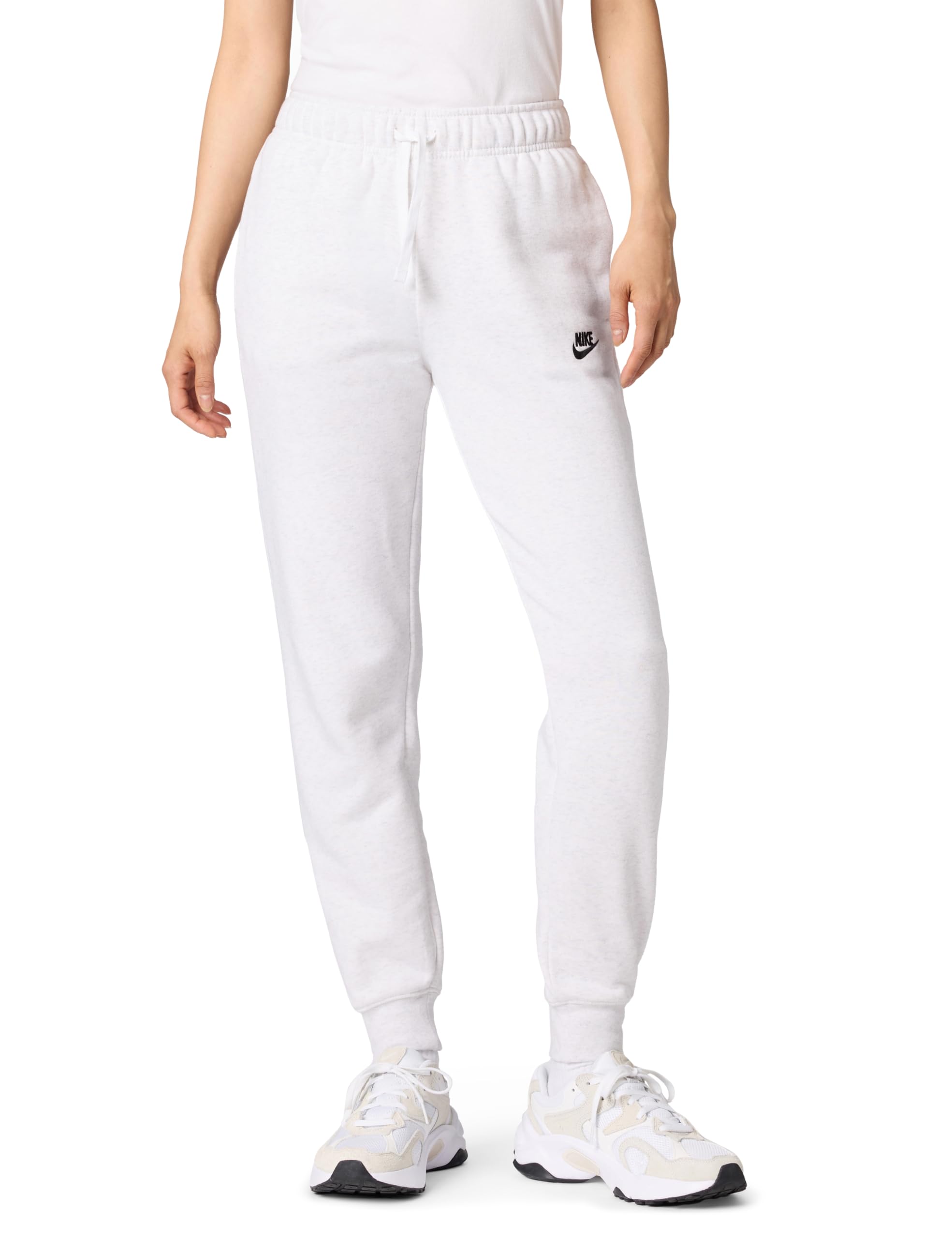 Nike Women's Sportswear Club Fleece Mid-Rise Joggers, Birch Heather/Black, Large Image