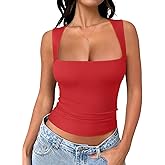 REORIA Butsmooth® Women's Square Neck Going Out Crop Tops Double Lined Cute Basic Tank Tops 2026 Clothes