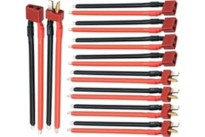 Nuofany 5Pairs T Plug Connector Female & Male with 12AWG 10cm Gauge Silicone for RC Lipo Battery Cable Drone Car