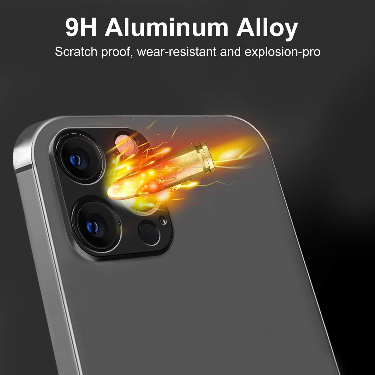 Diruite 3-Pack for iphone 12 Pro Camera Lens Protector Metall Lens Protective Cover(6.1-inch)-Black, 6.1" pour iPhone 12 Pro - Image 3