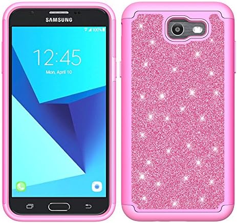 GALAXY WIRELESS For Samsung Galaxy J7v Case/J7 (2017)/J7 Prime Case/J 7 Perx Case/J7 Sky Pro Case/Galaxy Halo Case Thin Shinny Glitter Hybrid Silicone TPU Soft Women Girl Case Cover - Magenta