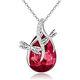 PRAYMOS S925 Sterling Silver Birthstone Necklaces for Women Dainty CZ Necklace Dragonfly Pendant Minimalist Jewelry Gift