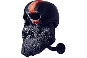 Skull Helmet Stand Wall Mount, Motorcycle Skull Helmet Holder, Helmet Storage Rack Hanger for Coats, Caps, Baseballs, Resin C