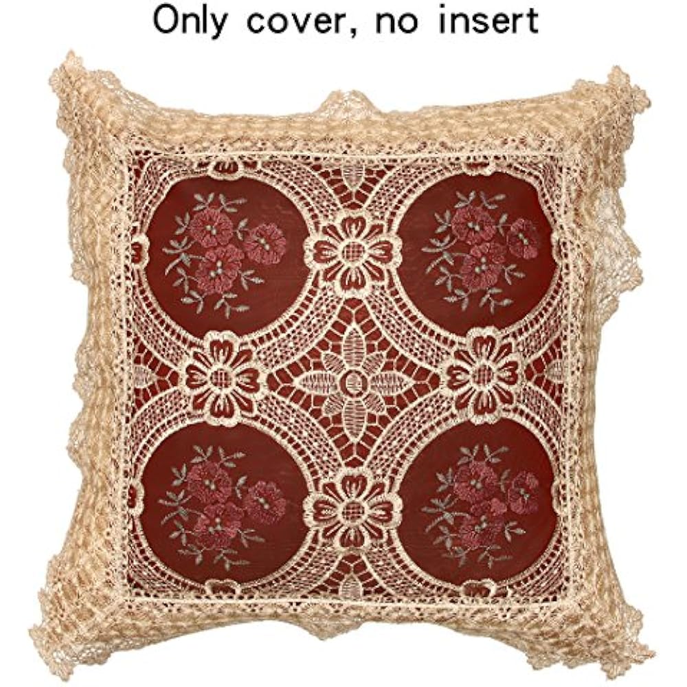 Set Of 2 Decorative Lace Throw Pillow Case Shams Cushion Cover, Square