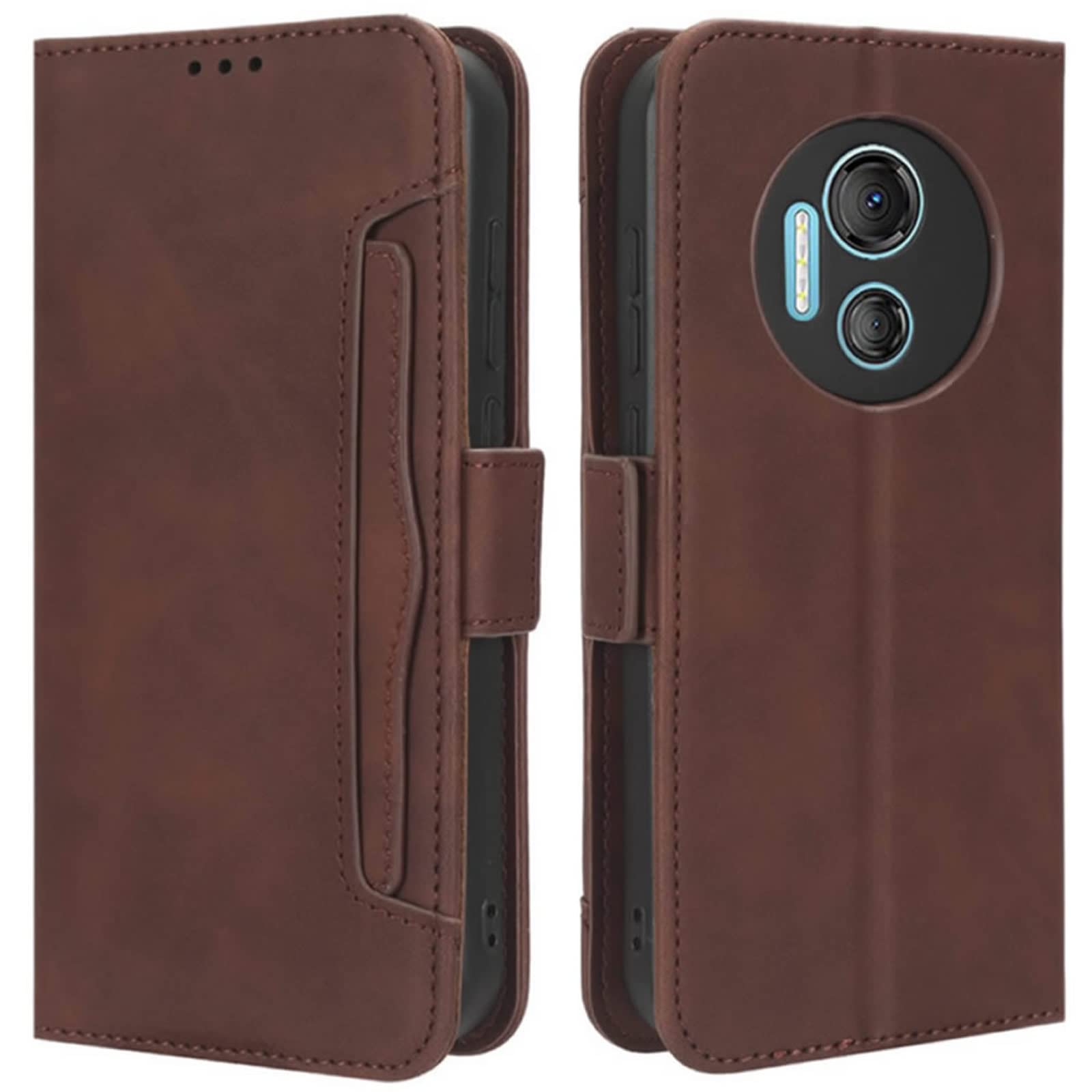 HualuBro Doogee X97 / X97 Pro Case, Magnetic Full Body Protection Shockproof Flip Leather Wallet Case Cover with Card Holder for Doogee X97 / Doogee X97 Pro 2022 Phone Case (Brown)