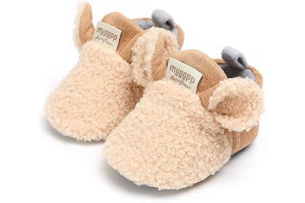 YWY Infant Baby Cozy Fleece Slippers with Non Skid Bottom Newborn Boys Girls Winter Warm Socks Booties Stay On Crib House Sho