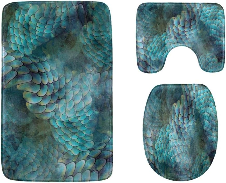 Amazon Com Colorful Beautiful Mermaid Bathroom Rug Mats Set 3 Piece Soft Shower Bath Rugs Contour Mat And Toilet Seat Lid Cover Non Slip Machine Washable Flannel Toilet Rugs Home Kitchen