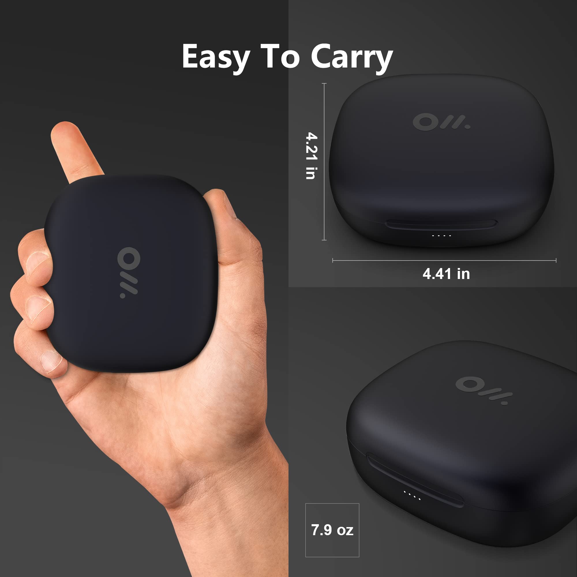 Open Ear Headphones Travel Charging Case - Extra 78.4 Hours Playtime with Built-in 2550mAh Large Capacity Battery, Protective Smart Case for Travel and Outdoor Activities- Black（No Earbuds）