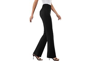 DLOODA Womens Dress Pants Stretchy Work Pants Business Casual Office Trousers Pull On Flare Slacks with 4 Pockets