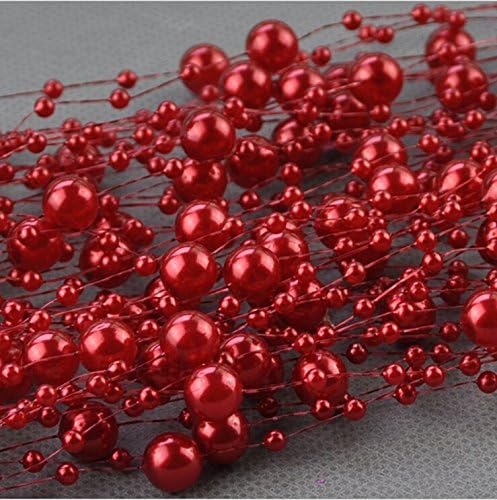 JoinwinHot Sale 200 Feet Roll 3&8mm Pearl String Bead Garland Strand Wedding Decoration DIY Bridal Party Supplies Craft Decor (Red)
