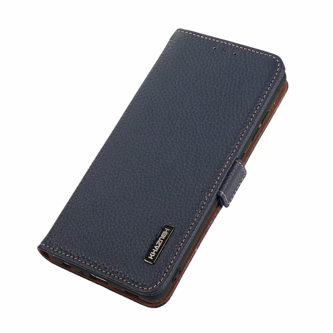 COQUE Case for Xiaomi Mi 11 Lite 5G Cover,Side magnetic leather lychee pattern RFID Anti-Theft Brush Phone Case Flip Folio Protective for Xiaomi Mi 11 Lite 5G-Blue