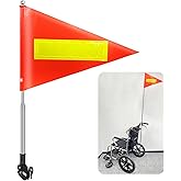 Wheelchairs Flag Orange Safety Flag with Reflective Strip and 5.3 Feet Retractable Flagpole, Wheelchairs Flags Holder, Bike Flag with Pole and Mount for Safety