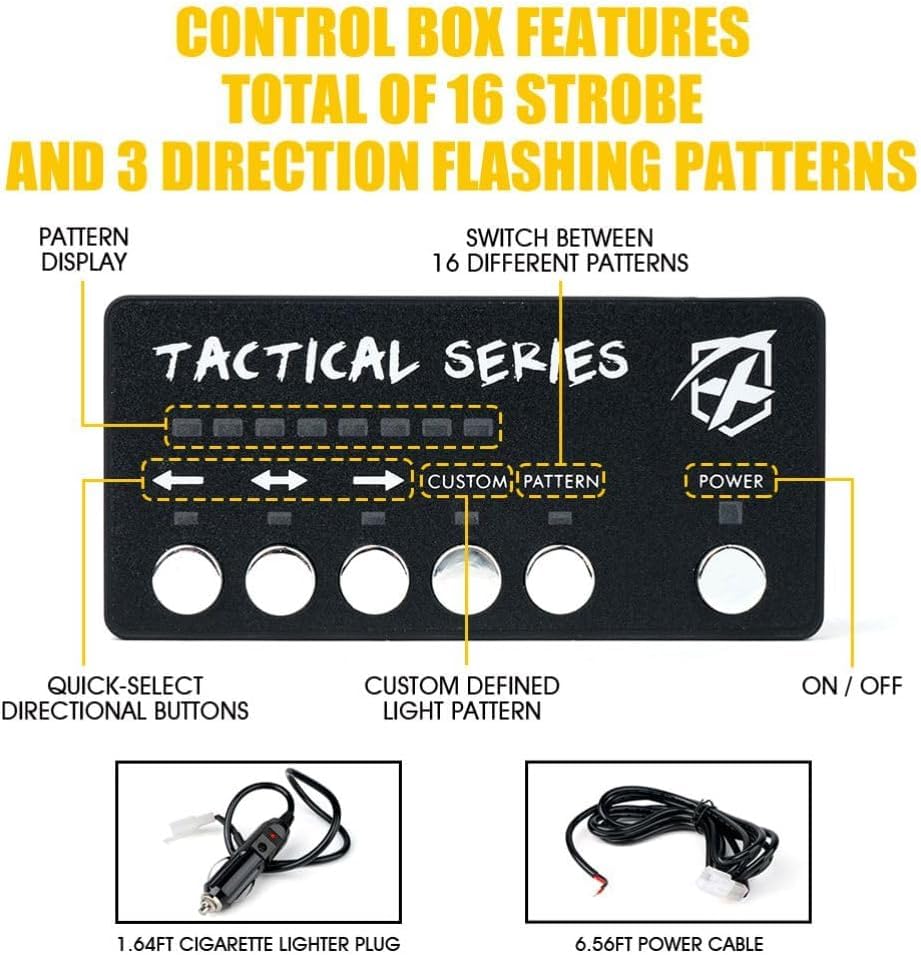 Xprite Red Blue LED Surface Mount Strobe Police Lights Kit, w/Control Panel Emergency Safety Warning Flashing Grille Cop Marker Light Assembly for Vehicles Trucks ATV UTV Motorcycle 8PCS