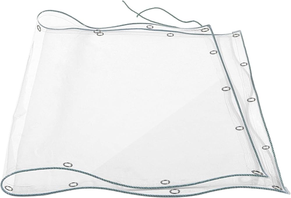 Mardili 1.8x3m Transparent PVC Tarpaulin Eyelets Waterproof UV Proof