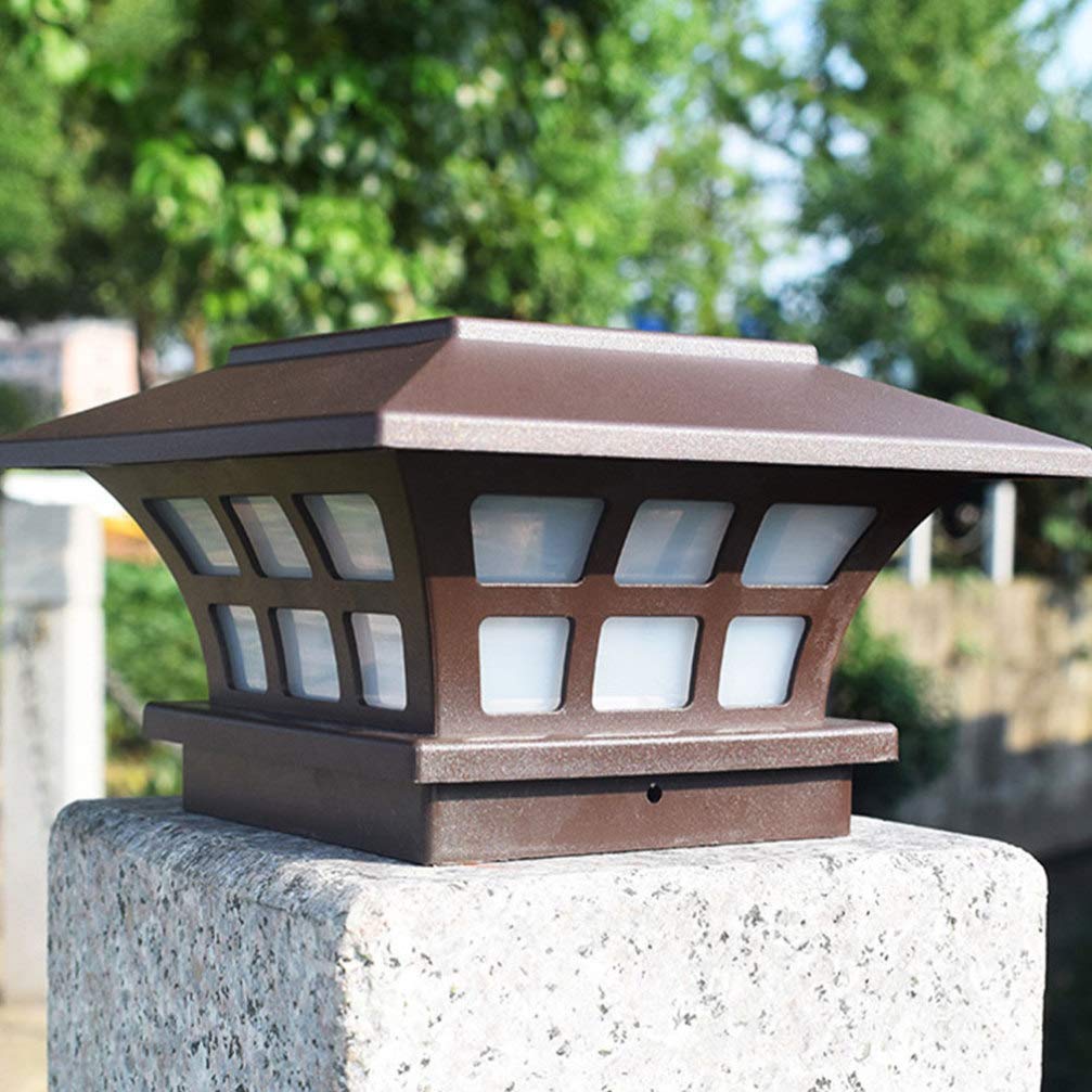 Mobestech 2pcs Solar Powered Post Light Decoration Outdoor Fence Post Cap Light Waterproof Pillar Lamp for Patio Deck Yard Garden