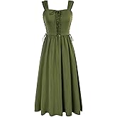 SCARLET DARKNESS Women Renaissance Summer Corset Dress Medieval Cottagecore Lace Up Dress