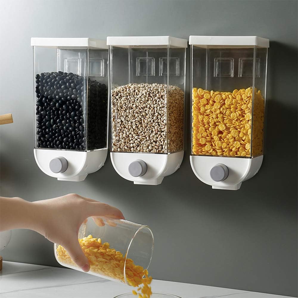 Wall Mounted Dry Food Dispenser Kitchen Food Storage for Beans Tea, Snack Grain Canister Cereal Dispenser Not for Oatmeal (1500ML): Kitchen & Dining