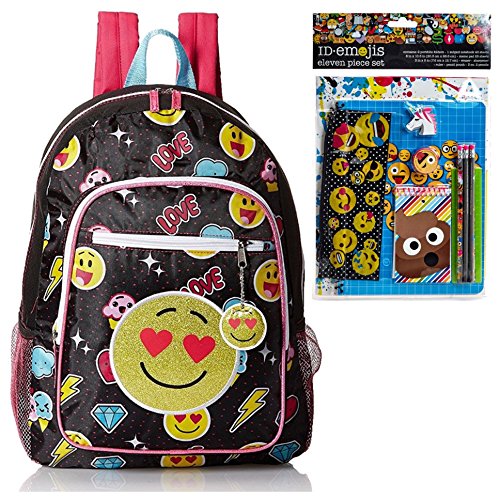 Emoji 17" backpack and 11 piece school set - kids