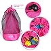 EocuSun Large Mesh Beach Bag Tote Durable Sand Away Drawstring Beach Backpack Swim and Pool Toys Balls Storage Bags Packs, Stay Away From Sand and Water, Toy Not Included, Hot Pink