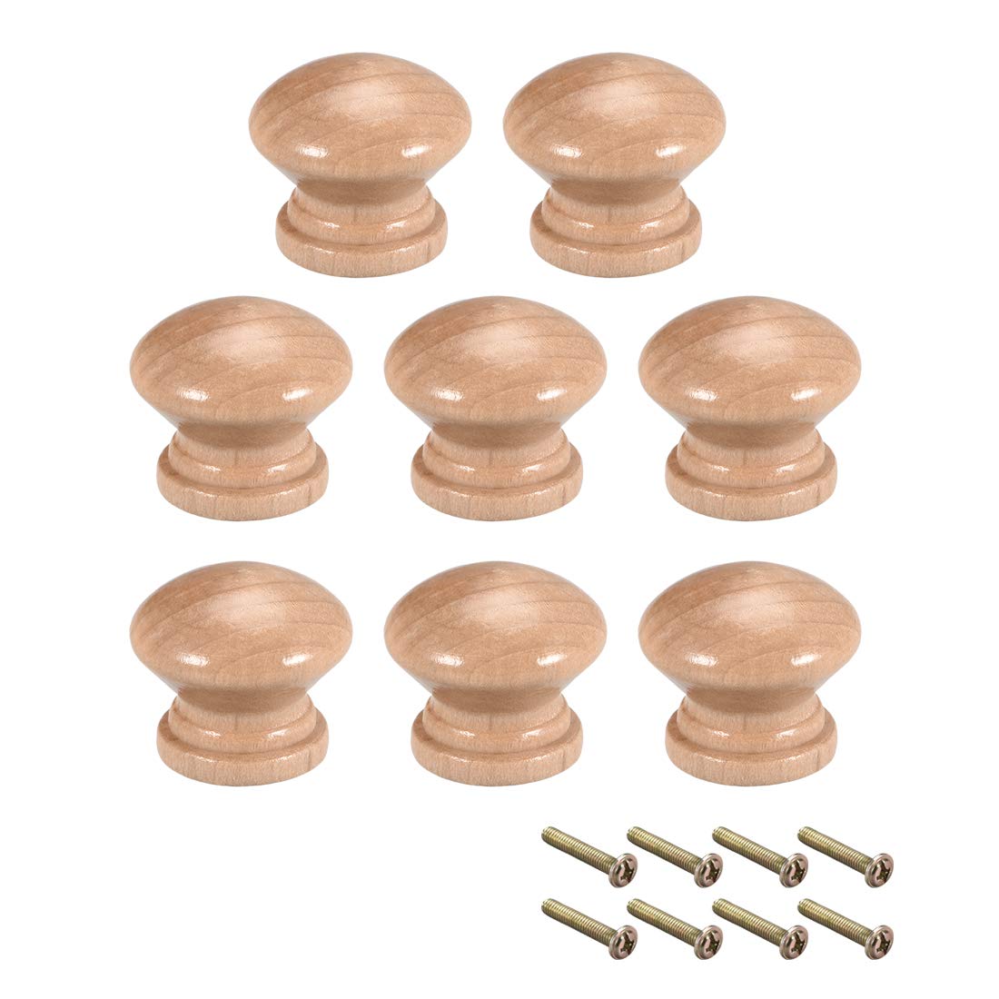 sourcing map Round Wood Knobs,8Pcs 24mm Dia Cabinet Furniture Kitchen Pulls Handles for Dresser Drawer Wardrobe, Wood