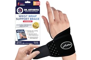 Dr. Arthritis Wrist Brace, Adjustable Wrist Wraps & Hand Brace Compression, Doctor-Developed Wrist Brace for Carpal Tunnel, Tendonitis, Injuries & More, Easy to Wear, Fits Both Hands (Single)