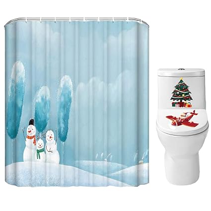 Amazon Com Xmas Agent Christmas Shower Curtain Set For Bathroom