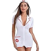 KJSUHFN Women's Nurse Lingerie Set Dress Cosplay Costume Roleplay Outfits