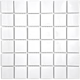 Tenedos Porcelain Premium Quality 2x2 Square Matte Mosaic Floor Wall Tile for Bathroom Shower, Kitchen Backsplash, Accent Decor on 12x12 Sheet (1 Sheet) (White)