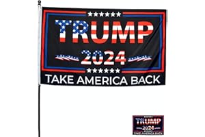 SPIRE DESIGNS Double-Sided Trump 2024 Flag - Take America Back - 3x5 Foot Indoor Outdoor Decoration Banner with a FREE Sticker - 1 Ply With Vivid Patriotic Colors and 2 Brass Grommets (1 ply/mirror sided)