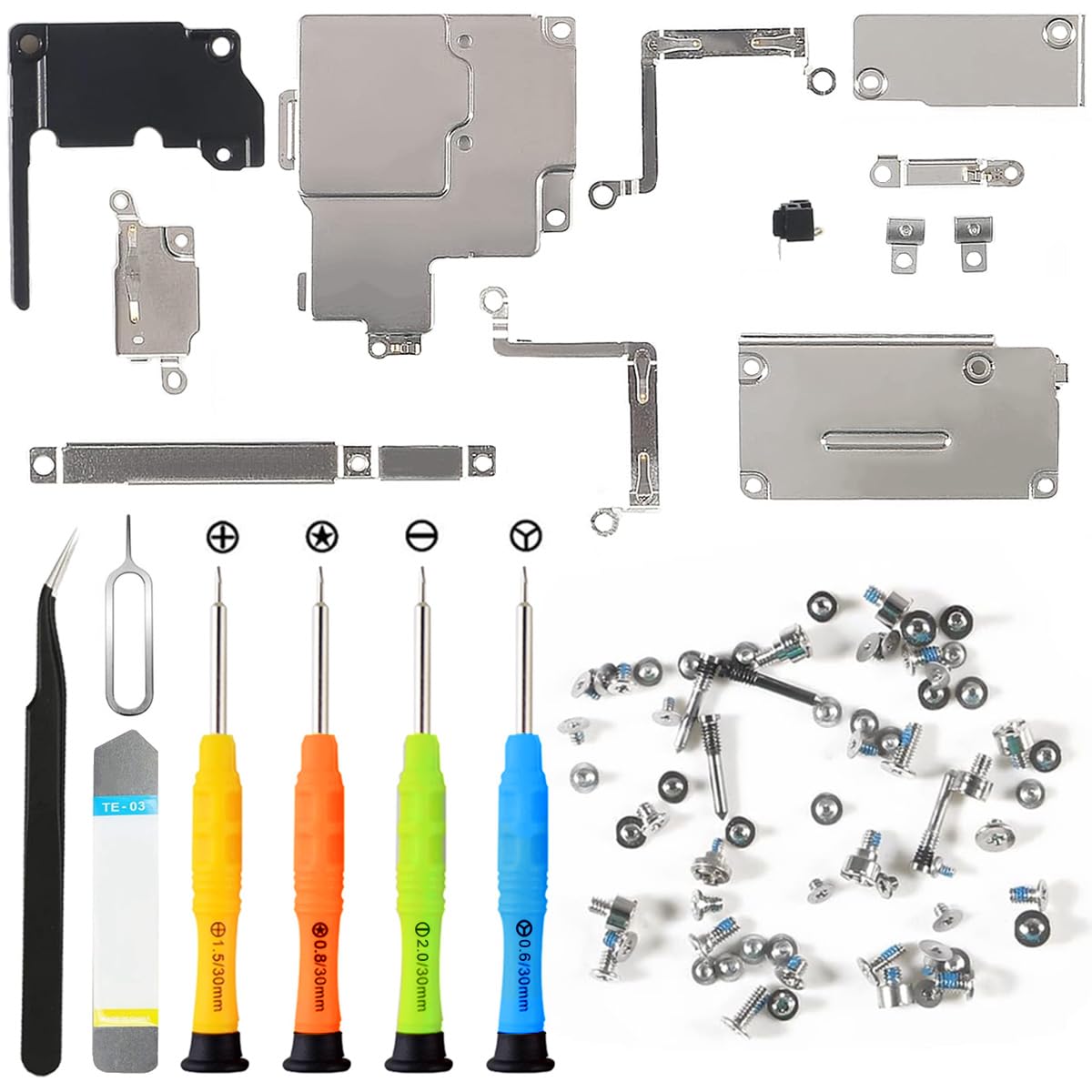 ZHUROUPU Internal Bracket Replacement Parts Metal Plate Cover Parts Bracket Repair Compatible with for iPhone 12 6.1", Including Full Internal Screw Set, and Repair Tool Kit