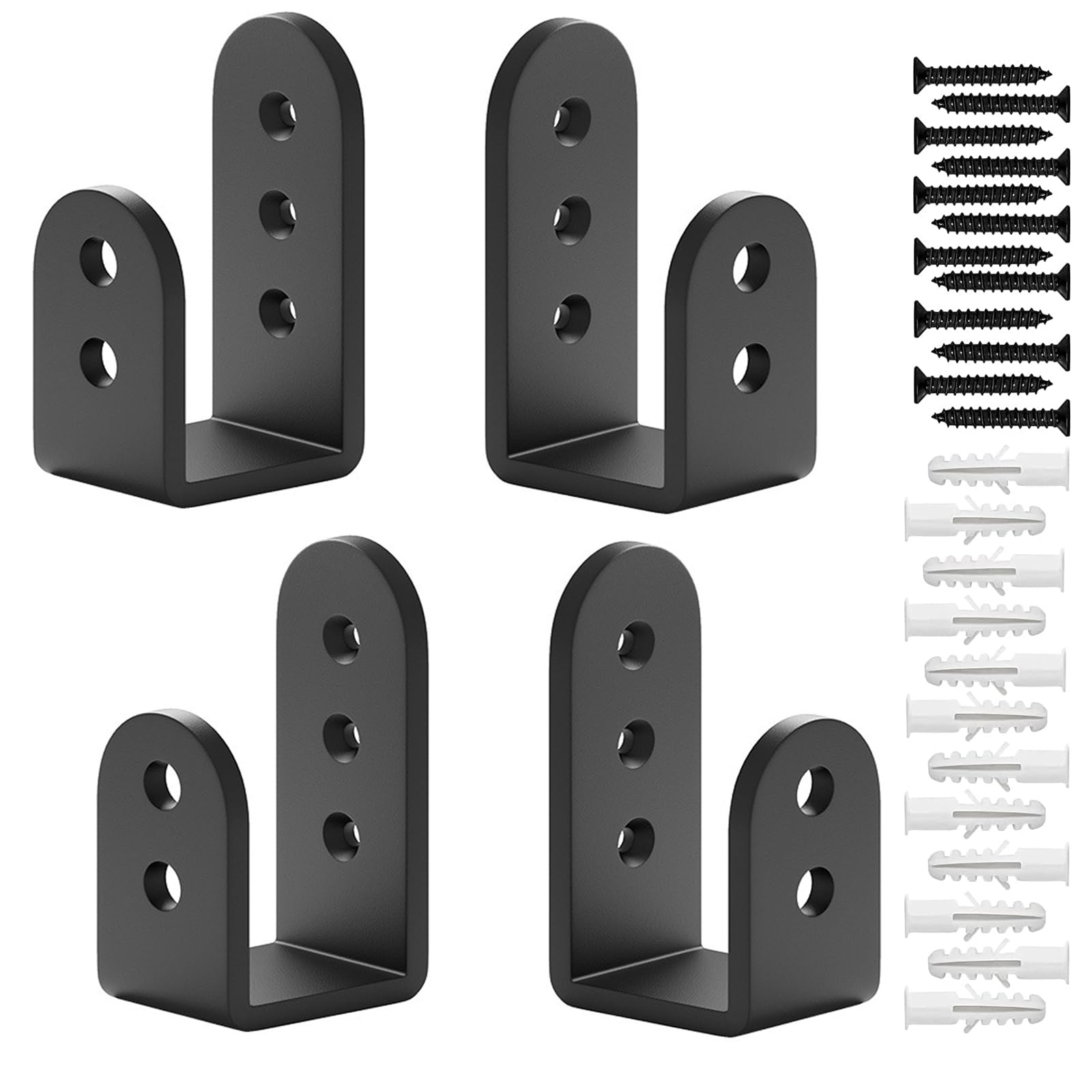Set of 2 Steel U-Shaped Door Lock Brackets, Door Barricade for Sliding Woodwork Doors
