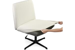 Iauddy Armless Criss Cross Office Desk Chair Cover Slipcover,Accent Mid Back Wide Swivel Task Vanity Slipper Chair Protector Stretch Removable Without Arms for Accent Chair