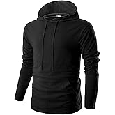 Ohoo Mens Slim Fit Cotton Pullover Hoodies Sweatshirt Lightweight with Kanga Pocket