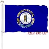 Kentucky State Flag 3x5 Double Sided KY Flags Heavy Duty 100% Polyester with 2 Brass Grommets for Outdoor Indoor Wall