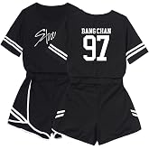 DHSPKN Skz Merch Tshirt Support Crop Top T-Shirts + Hot Pants Set Jisung Felix Minho Changbin Tee Unisex Crop Tops