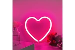 BERNICEKELLY Pink Heart Neon Sign for Bedroom Decoration, Battery or USB Powered Romantic Love Heart Neon Light Lamp for Wall Decor Art Kids Girl Room Wedding Party Valentine's Day Gift