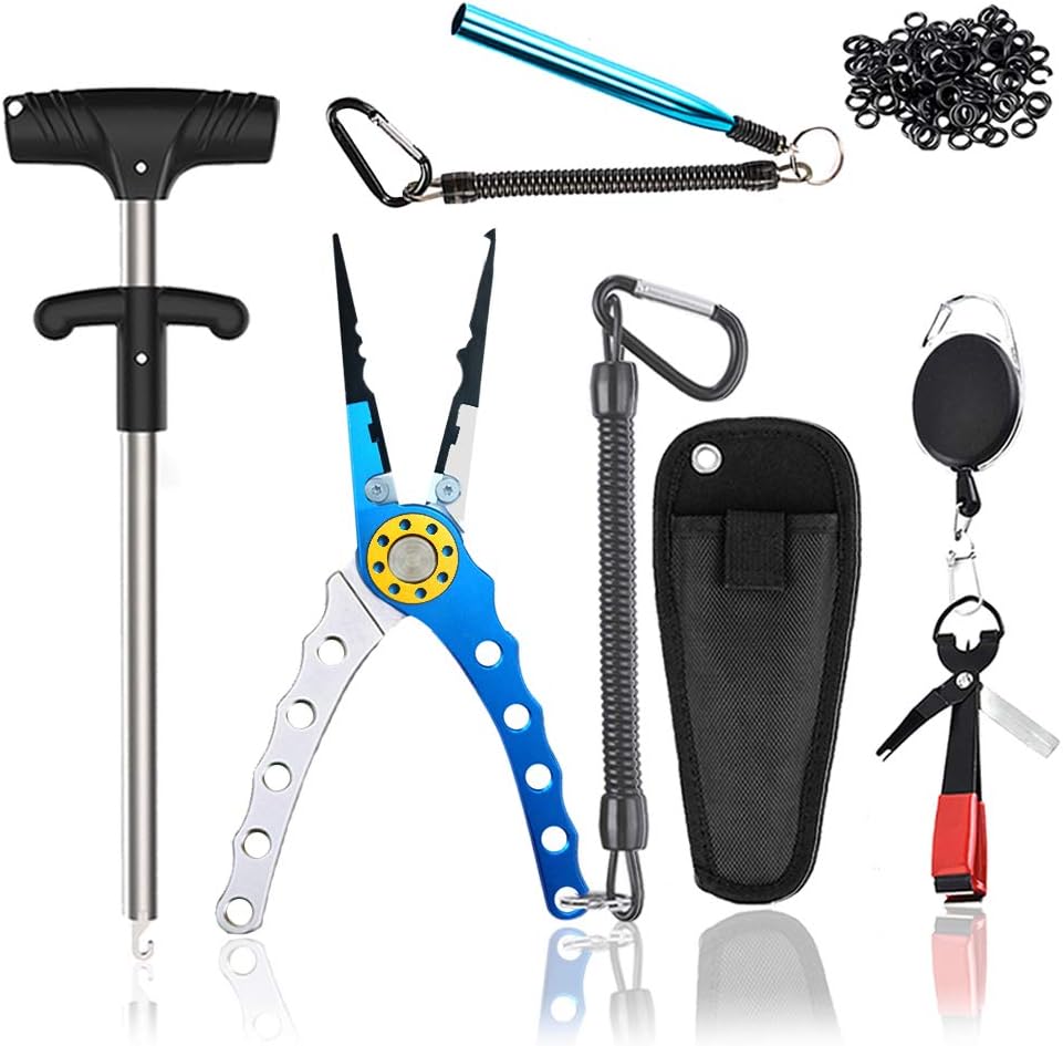 VOMSASN Fishing Pliers Fish Hook Remover Wacky Rig Senko Stick 100pcs Worm O-Rings Fly Fishing Tackle Tools Accessories Gear and Equipment Fishing Gifts for Men : Sports & Outdoors
