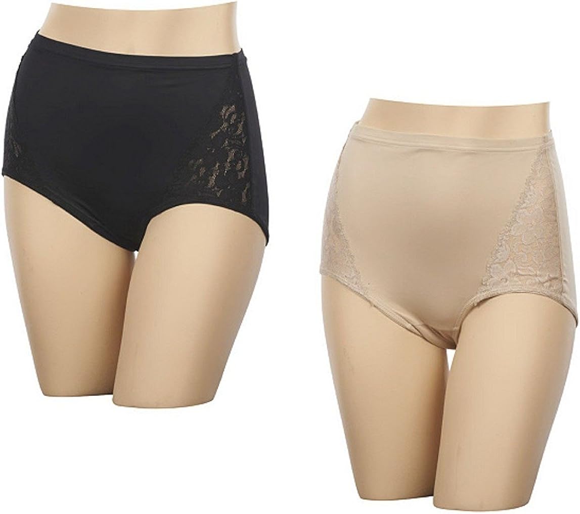Breezies Set of Two Lace Inset Underwear Brief Panties with UltimAir Lining (Large) at Amazon