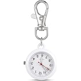 balacoo Clip On Pocket Watch - Nurses Watches for Women Men, Badge Watch | Portable Unisex Hanging Digital Clip Fob Watch with Glow Pointer &amp; Clip for Nurses, Doctors (White)